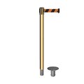 Montour Line Stanchion Belt Barrier Removable Base Pol.Brass Post 11ft.Blk/Or Belt MX630R-PB-BOD-110